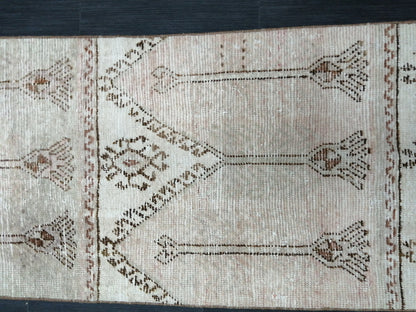 MUTED Oushak Runner Rug 2.4 x  11.6 Vintage Runner Rug Hallway Runner Rug Kitchen Runner Rug Wool Runner Rug Wool Oushak Turkish Runner Rug