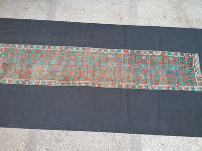 12x2'6 oushak turkish rug, vintage turkish rug,oushak vintage rug,vintage rug,kitchen rug, vintage anatolian rug,unique hand made patchwork