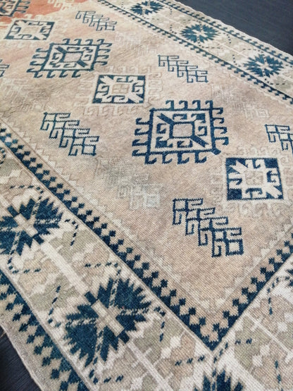 4.6 X 7.2 OUSHAK RUG TURKISH Oushak Rug Vintage Oushak Runner Rug Vintage Runner Rug Wool Oushak Rug Hand Made Rugs Vintage Turkish Rug