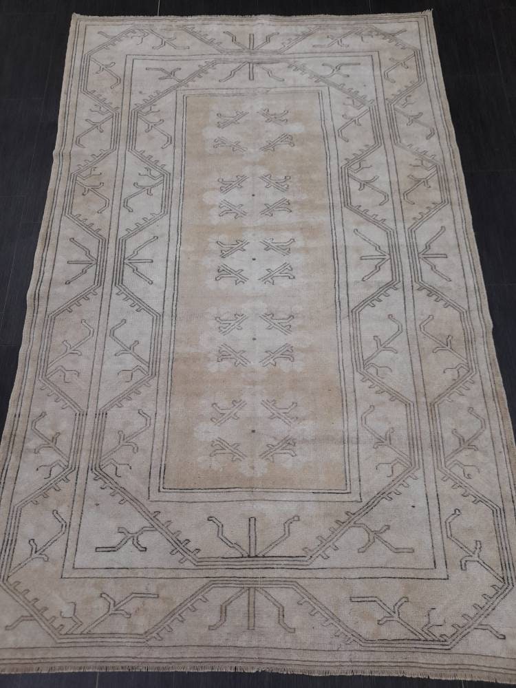 Muted Vintage RUG 5.2 x 8.3 Turkish Rug Antique Rug