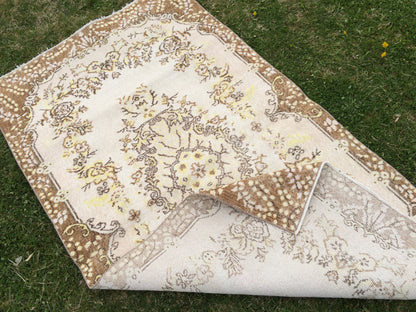 VINTAGE RUGS, TURKISH Rugs, Antique Rug, Oushak antique Rug, Hand woven Rug, Weaving Rug, Muted Rug, Kitchen Rug, Eclectic rug, Wool Rugs