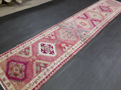 Vintage Runner,Turkish Runner Rug 2.7 x 13 Orienta Runner Rug muted Vintage Runner Rug Hallway Runner Rug Kitchen Runner Rug Wool Runner Rug