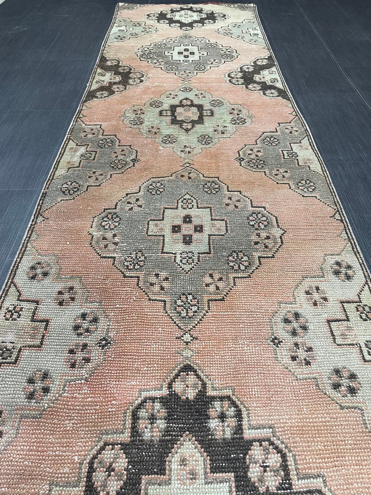 Vintage Runner Rug Vintage Oushak 2.8 x 10.3 Runner Rug Hallway Runner Rug Turkish Kitchen Runner Rug Antique Wool Persian Runner Rug
