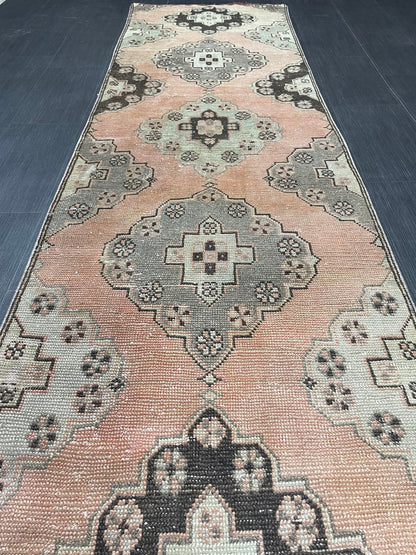 Vintage Runner Rug Vintage Oushak 2.8 x 10.3 Runner Rug Hallway Runner Rug Turkish Kitchen Runner Rug Antique Wool Persian Runner Rug