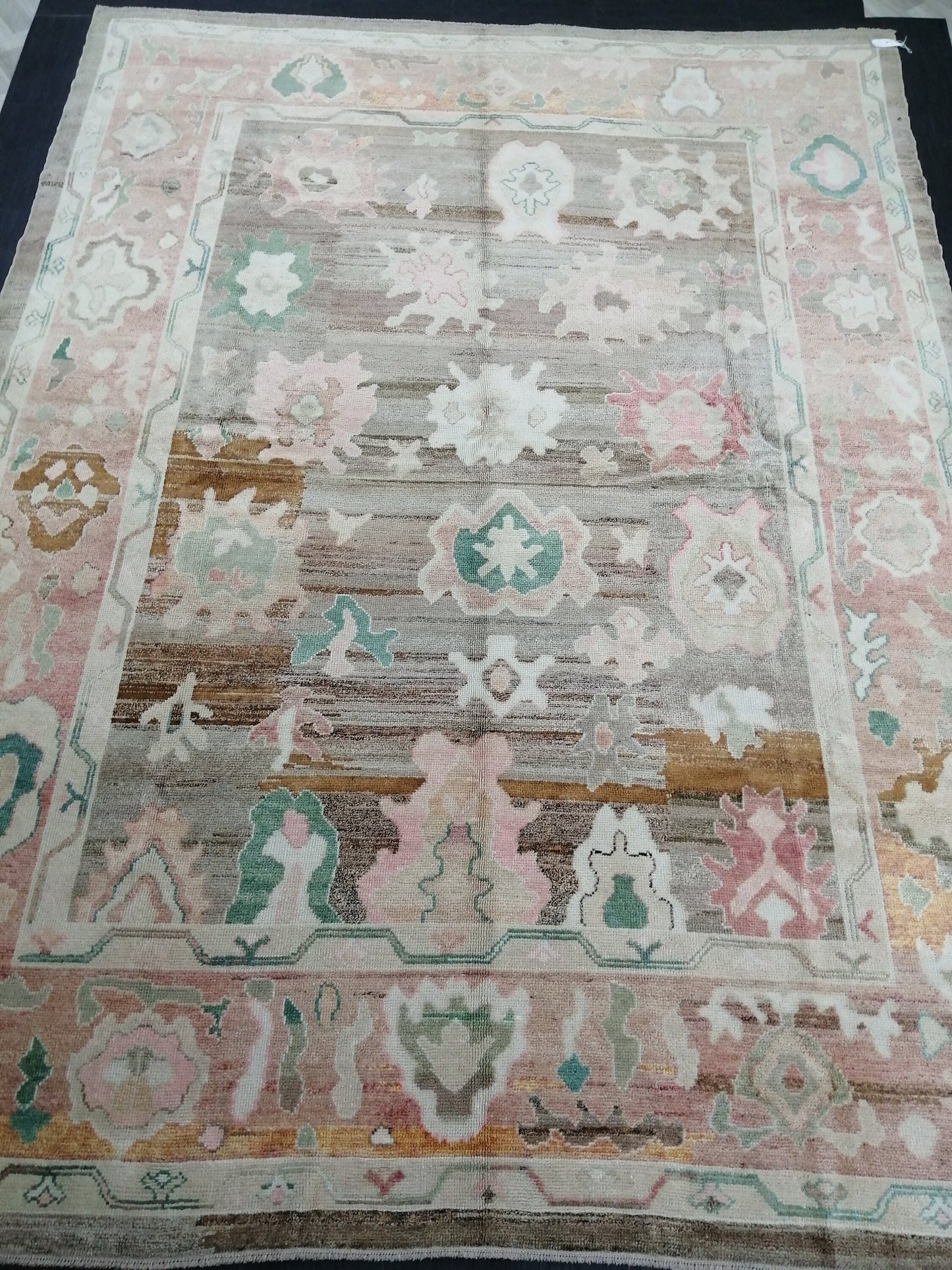 12 x 8.9 Vintage Muted  OUSHAK RUG, TURKISH Oushak Rug,  Wool Oushak Rug Hand Made Rugs, Vintage Oriental Rug