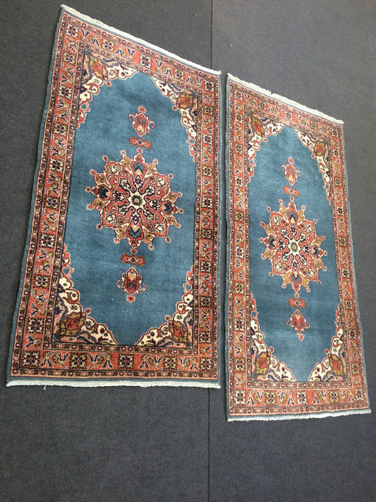 Blue Rugs, TWIN TURKISH  Runner RUG , bold colors Rug,Classic Rug,Oushak Rug, Hand woven Rug, Wool Oushak Rug, Farmhouse Rug