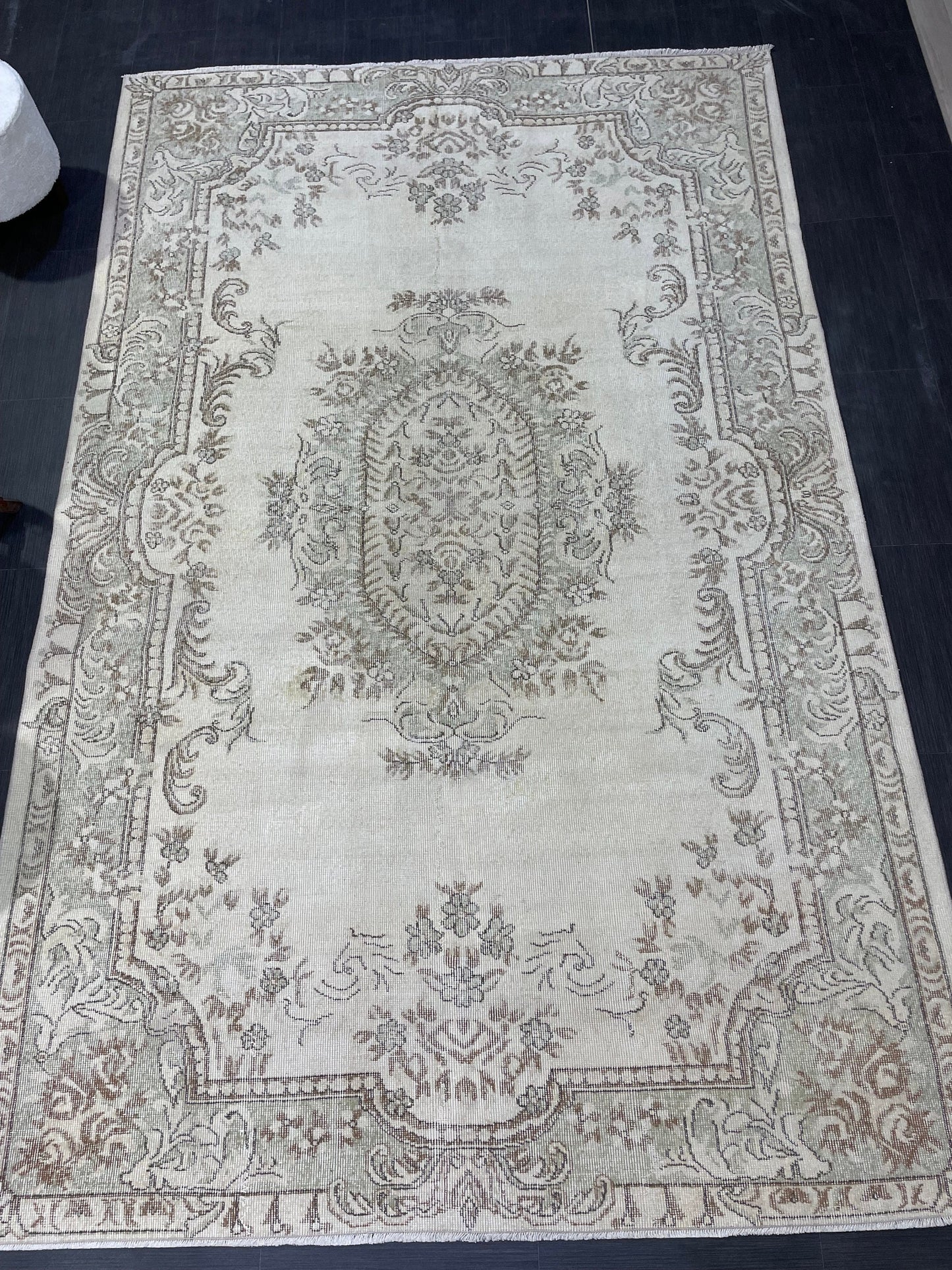 Large Area OUSHAK RUG, TURKISH 6.4 x 10 Rug, Muted Vintage  Rug, Handmade Rug, Antique Hand Knotted Rug, Persian Rug, Muted Oriental rug