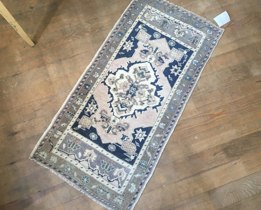 1.7x3.4 feet mini muted color turkish rug, handmade oushak small rug, kitchen area mini rug, vintage small bathroom rug, entryway small rugs