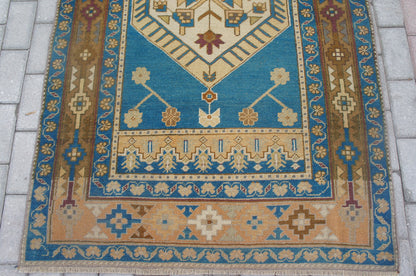 Blue Oushak Rugs Turkish Hand Made Rug Wool Oushak Rug OUSHAK RUG Blue Vintage rugs  Turkish Rugs