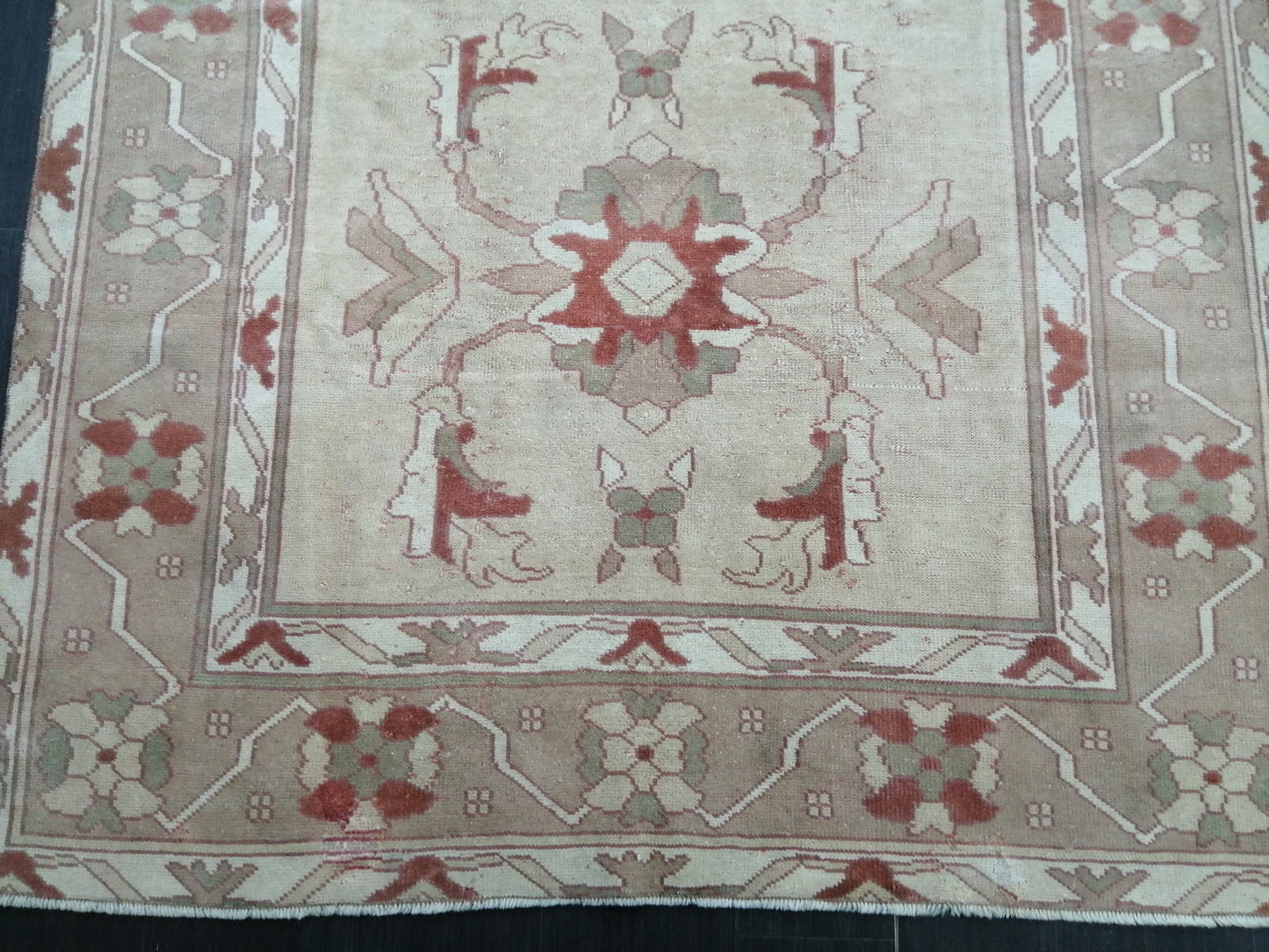 5.9 X 8.6 OUSHAK RUG TURKISH Oushak Rug Vintage Oushak Runner Rug Vintage Runner Rug Wool Oushak Rug Hand Made Rugs Vintage Turkish Rug