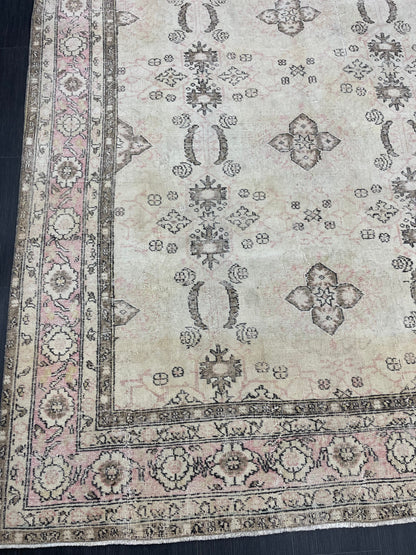 Vintage Rug 6.9 x 10.3 Vintage Persian Rug Muted Wool Oriental Rug Blue Hand Made Rugs Blue Distressed Turkish Rug Antique Rug