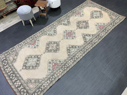 Antique Handmade Runner RUG 4.2 x 10 TURKISH Oushak Rug Vintage Runner Rug Vintage Runner Rug Wool Oushak Rug Handmade Rug Hand Knotted Rug