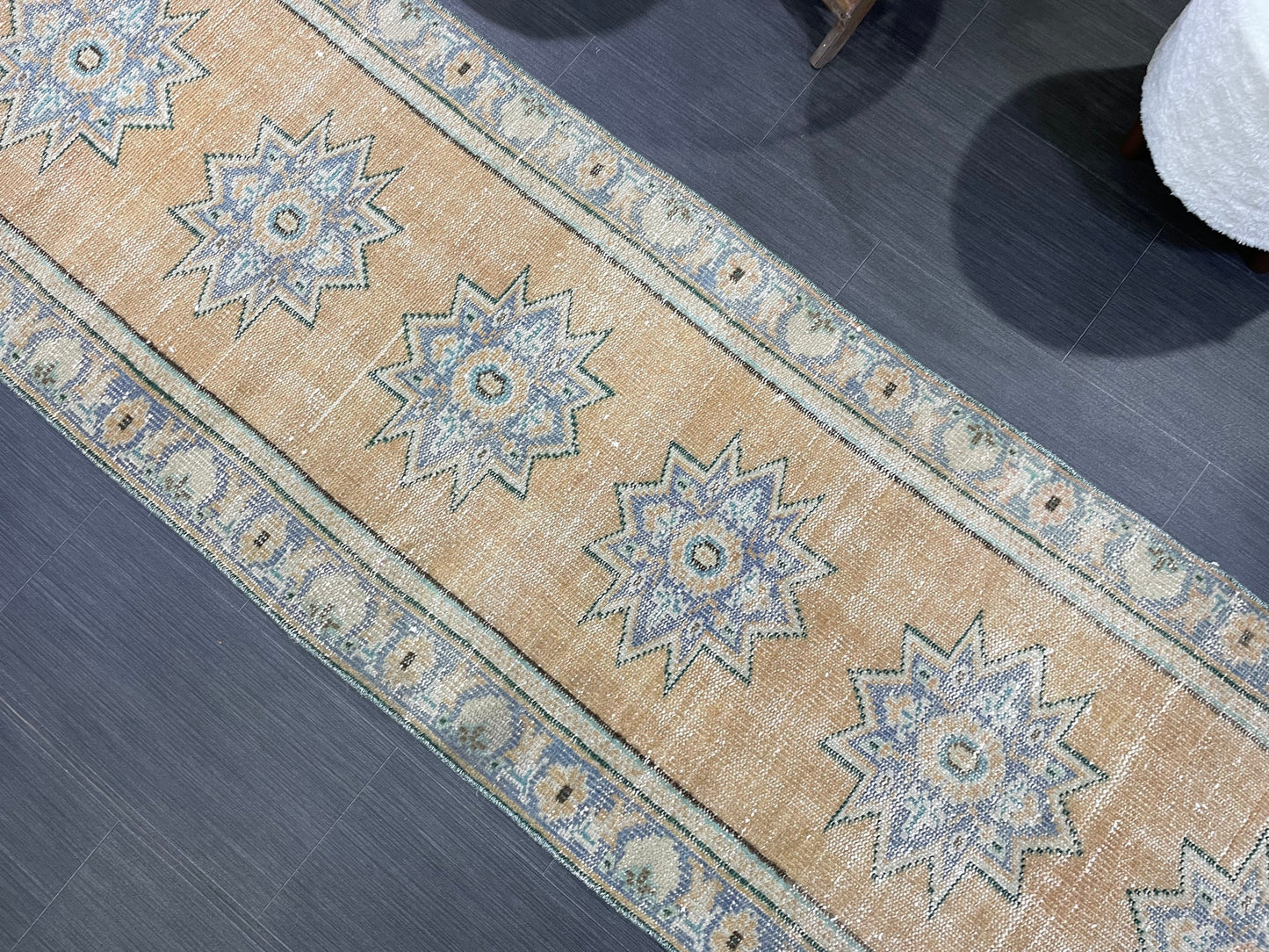 Oushak Runner Rug, Turkish Runner Rug, Vintage 2.5 x 9.7 Runner Rug, Hallway Runner Rug, Kitchen Runner Rug Wool Runner Rug