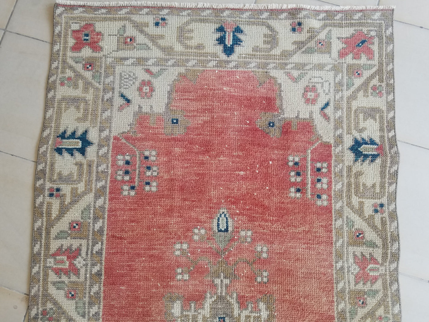 6'3x3'2 handmade vintage rug,wool area rug,