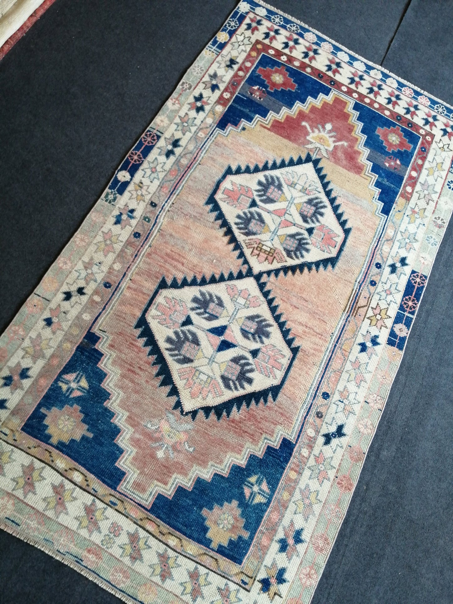 7.5 X 4 TURKISH Rug, wool Oushak Rug, Rustic Oushak Rug, Boho Rug, Vintage Turkish Rugs, Farmhouse Rug, Vintage Rug, Oushak Rug, Wool rug