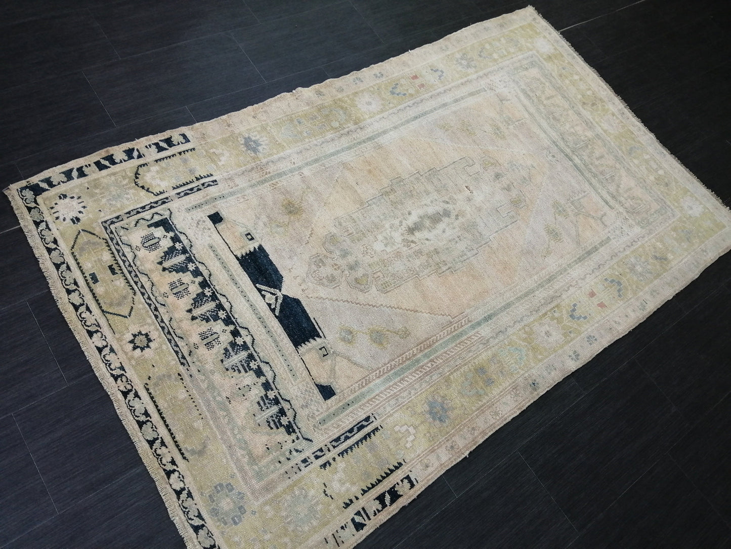 6.8 x 4 Muted OUSHAK RUG TURKISH Oushak Rug Vintage Oushak Runner Rug Vintage Runner Rug Wool Oushak Rug Hand Made Rugs Vintage Turkish Rug