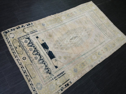 6.8 x 4 Muted OUSHAK RUG TURKISH Oushak Rug Vintage Oushak Runner Rug Vintage Runner Rug Wool Oushak Rug Hand Made Rugs Vintage Turkish Rug