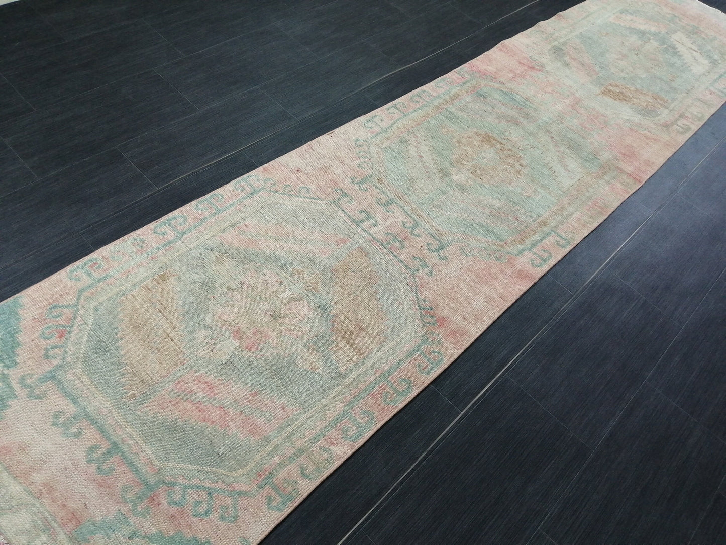 Vintage Runner Rug, 10.9 x 2.4 Turkish Runner, Oushak runner, Rustic Rug, Vintage Turkish Rug, Turkish Rug Runner, Farmhouse Rug,Vintage Rug