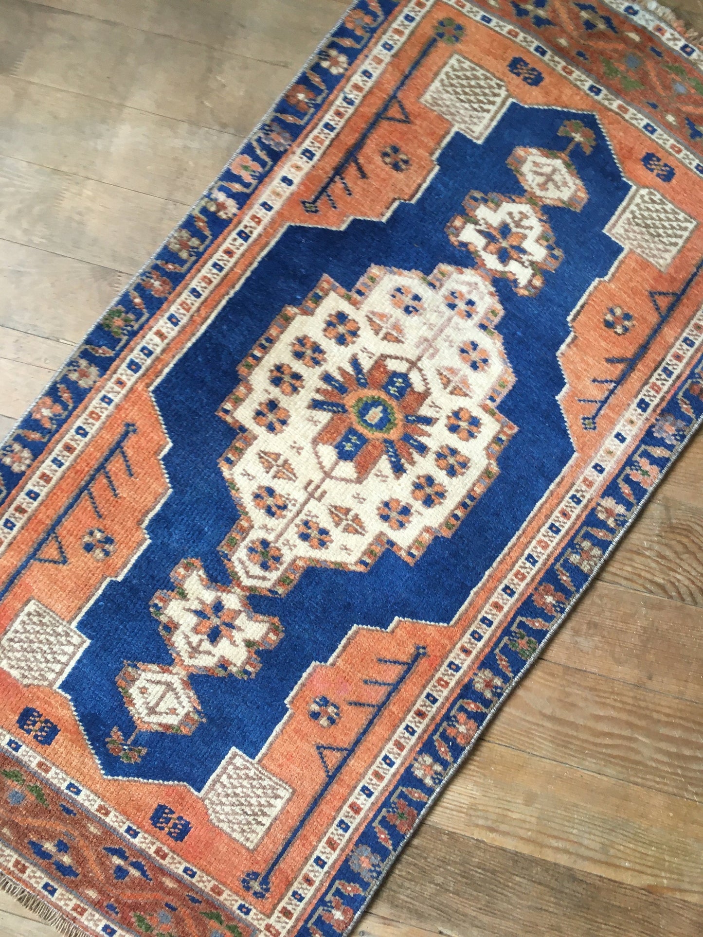 2x3 feet wool vintage small rug, handmade orange muted mini rug, kitchen small rug, turkish bathroom small rug, living room area mini rugs