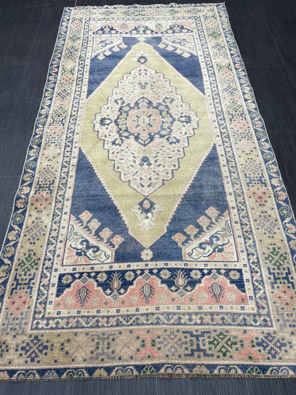 OUSHAK RUG TURKISH Vintage 3.5 x 7 Rug Vintage Oriental Rug Vintage Rug Wool Hand Knotted Rug Hand Made Rugs Vintage Turkish Rug