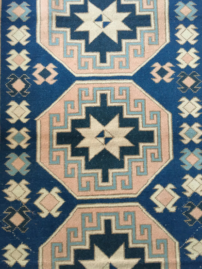 4x6.5 feet handmade muted blue large kitchen rug, turkish vintage bedroom rug, living room floor medium pink rug, oriental anatolian rugs