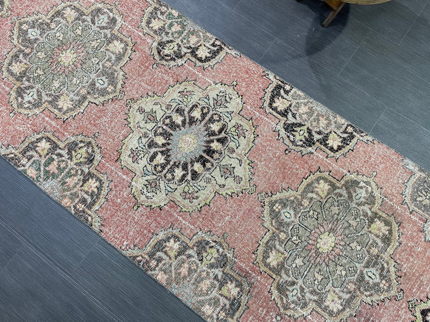 VINTAGE RUNNER Rug, Distressed Turkish 2.10 x 10.7 Runner Rug, Oushak Runner Rug, Hand woven Rug, Oriental runner Rug