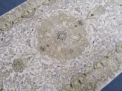 Vintage green rug 6'5x9'7 large oushak rug, vintage hand made wool rug, vintageturkish rug, living room rug, bohemian rug, kitchen rug