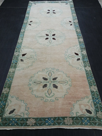 Muted Vintage Runner Rug Turkish Runner Rug Vintage Runner 4x11 Rug Hallway Runner Rug Kitchen Runner Rug Wool Runner Rug Floral Runner Rug