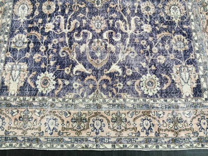 Navy Large OUSHAK RUG 8 x 11.8 TURKISH Oushak Rug Vintage Persian Rug Denim Blue Wool Oriental Rug Hand Made Rug 9x12 Navy Vintage Wool Rug