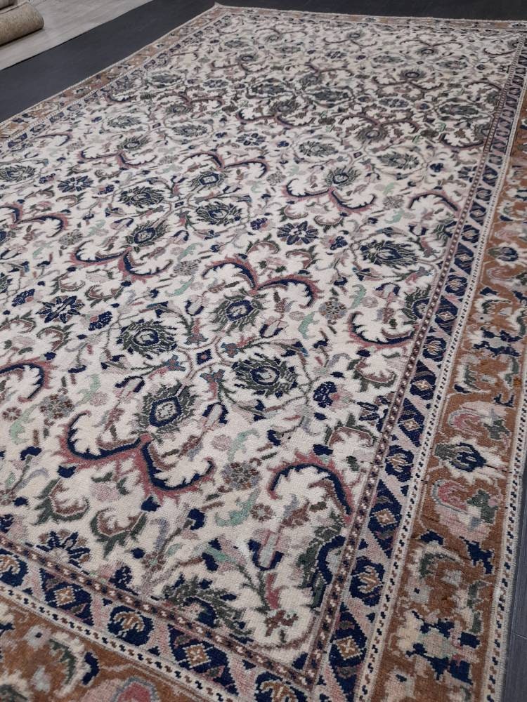 Vintage Oriental RUG 6.3 x 10.8 Oushak Rug Persian Rug Navy Vintage Rug Fine Oushak Rugs Antique Turkish Rug Muted Turkish Rug
