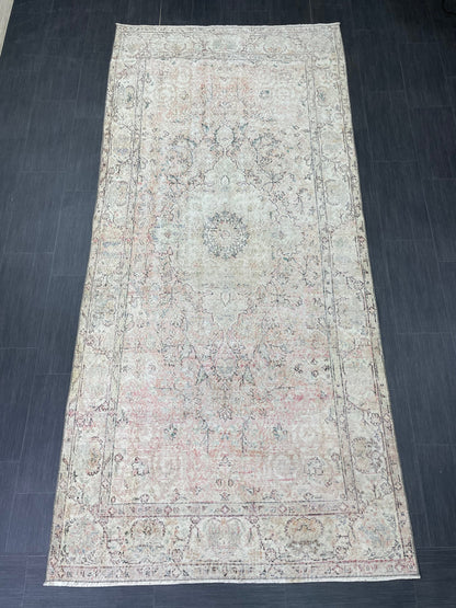 Oriental RUG, TURKISH Rug, 4.6 x 10 , Vintage Distressed Rug, Vintage Persian Rug, Wool Oushak Rug, Handmade Rugs, Vintage Turkish Rug.