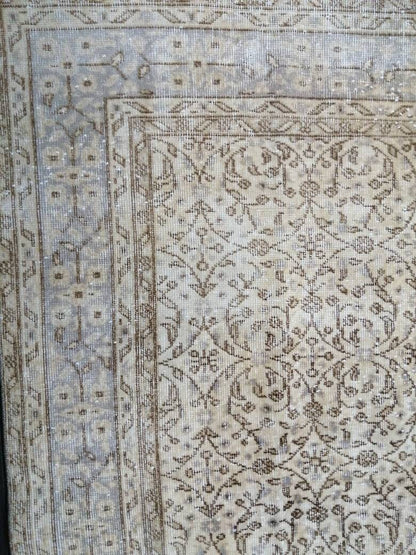 Muted Vintage Rug Neutral 6.5 x 10 Oushak  Rug Vintage  Rug Wool Oushak Rug Neutral Hand Made Rugs Vintage Turkish Rug 7x10