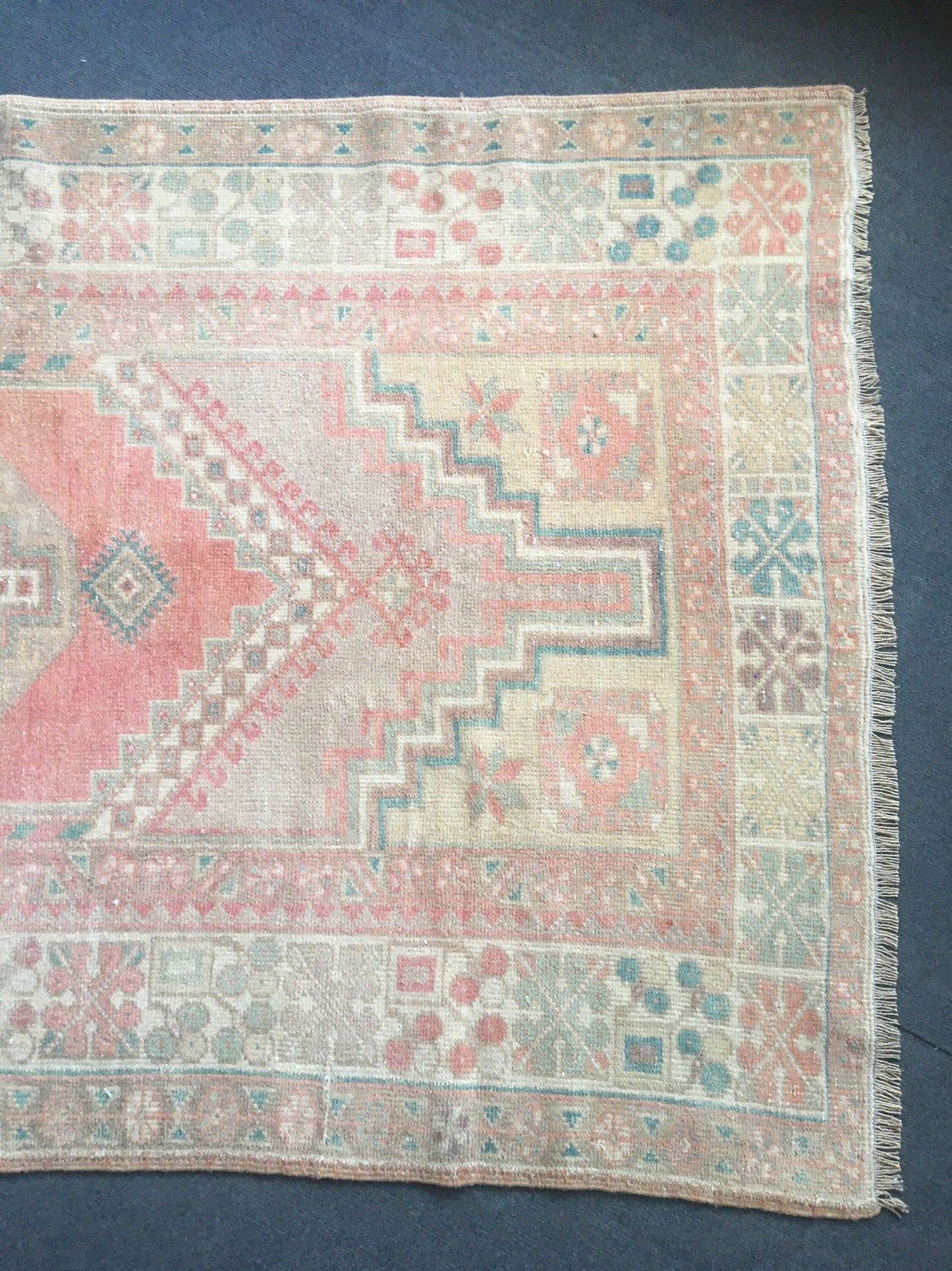 3.5x6 feet destroyed turkish handmade rug, large vintage beige kitchen rug, wool oushak large living room carpet, bedroom area anatolian rug