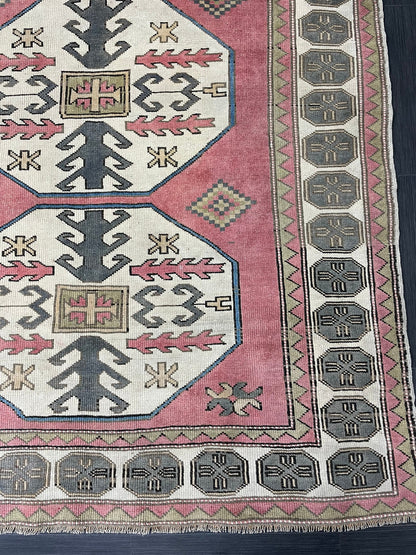 Turkish Rug 5.4 x 7.4 Oushak Rugs, Wool Oriental Rug,Persian Runner Rug Hand Knotted Rug, Vintage Rug, Hand Made Rug  Oriental Rug