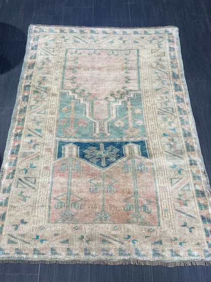 Antique Oriental RUG, Antique TURKISH 3.2 x 4.5 Rug, Vintage Persian Rug, Vintage Wool Hand Knotted Rug, Muted Handmade Rug