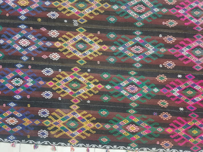 Turkish cicim rug,turkish kilim rug,nomadic cicim rug,anatolian area cicim rug,hand made kilim rug,decorative turkish kilim rug,141x57 inche