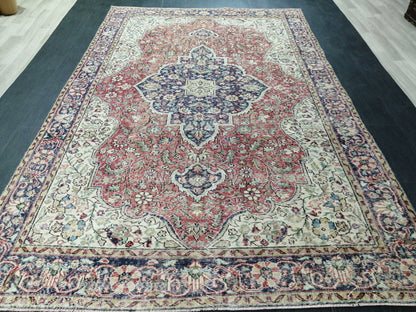 Vintage Rug 6.6 x 10.3 Turkish  Rug, Distressed Rug Oushak Rug Oriental Rug Antique Rug