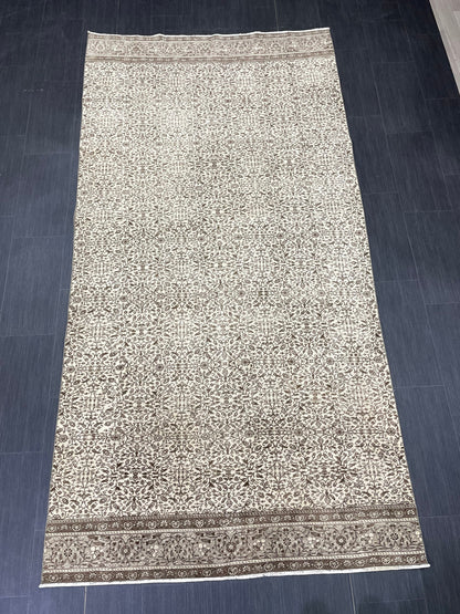 Neutral Oushak Runner Rug Turkish 4.7 x 9 Rug Runner Vintage Runner Hallway Runner Rug Persian Kitchen Runner Rug Oriental Wool Runner Rug