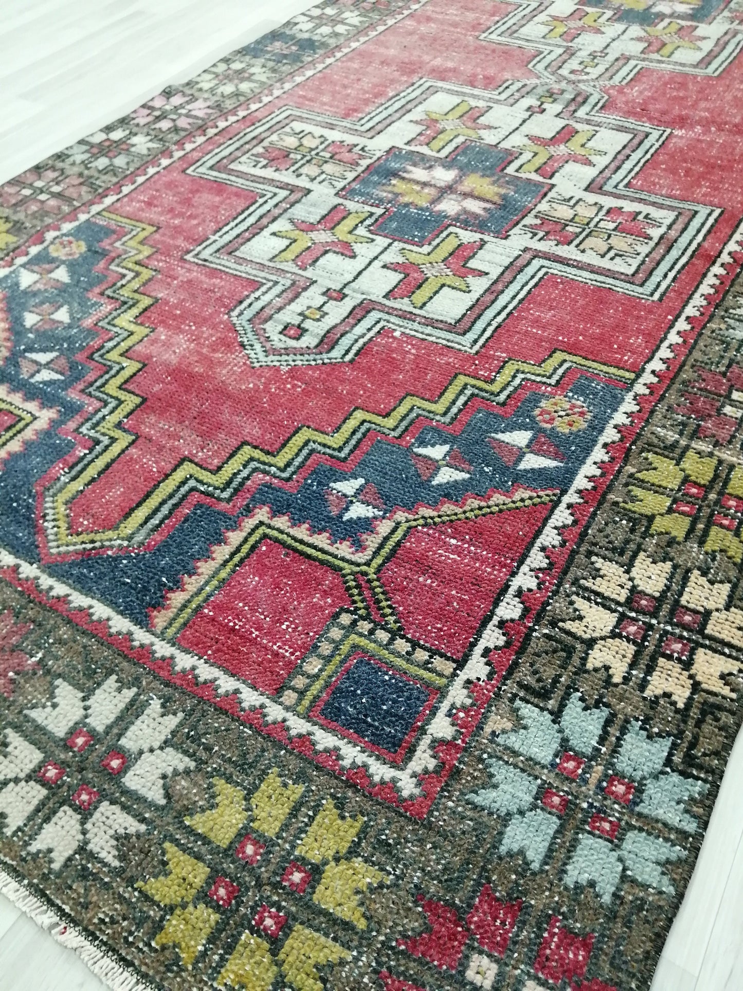 4 x 9.3 OUSHAK RUG TURKISH Oushak Rug Vintage Oushak Runner Rug Vintage Runner Rug Wool Oushak Rug Hand Made Rugs Vintage Turkish Rug