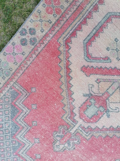 Oushak turkish wool rug 3'5x6'3 turkish handmade rug, vintage rug,kitchen rug, living room rug, bohemian rug