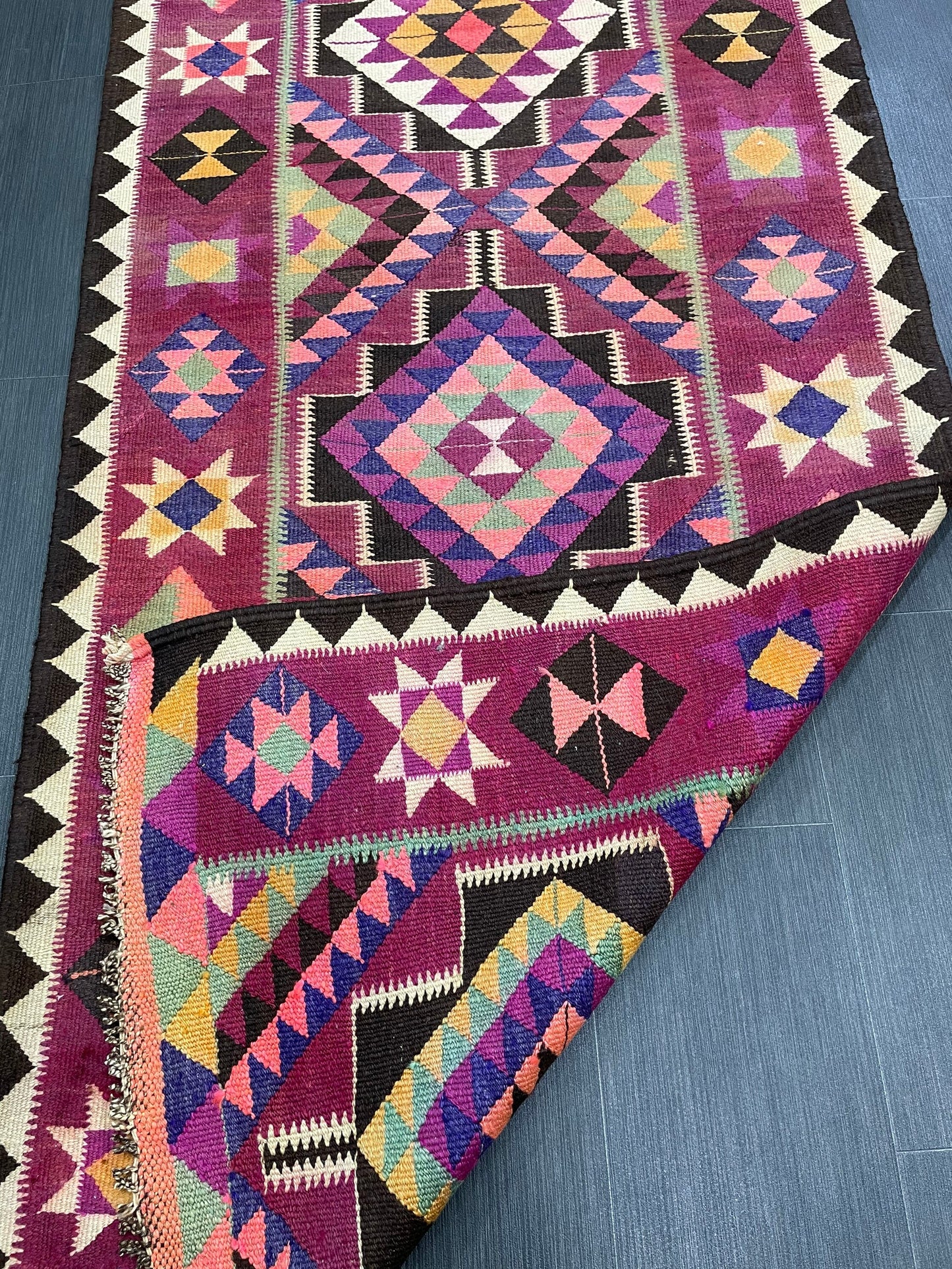 Vintage Runner rug 3.4 x 12.5 Handmade Flat woven Runner Kilim Runner Rug XL Oriental Runner Vintage Flat weave Rug Wool Carpet Rug