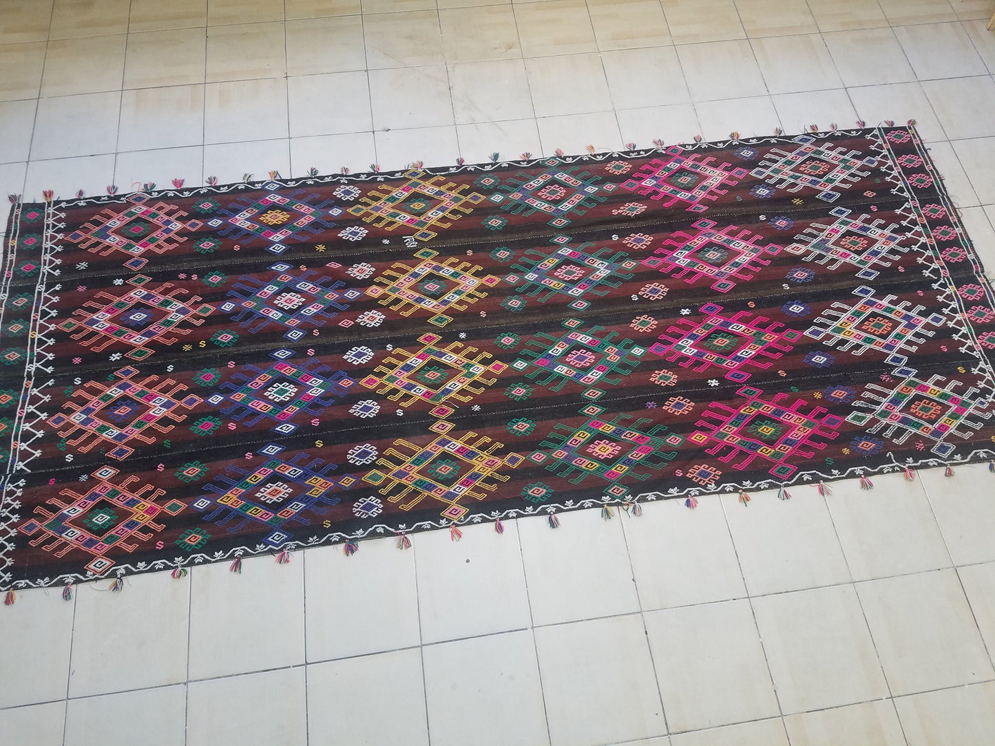 Turkish cicim rug,turkish kilim rug,nomadic cicim rug,anatolian area cicim rug,hand made kilim rug,decorative turkish kilim rug,141x57 inche