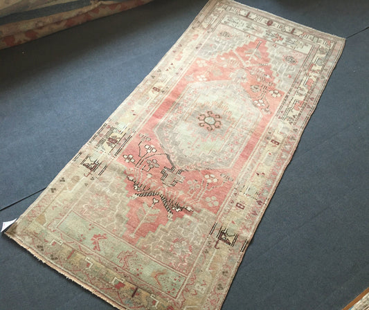 4x8 ft color vintage kitchen runner rug, handmade wool turkish rug ,oushak - area rug, Handmade rug