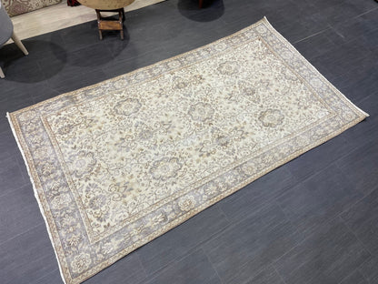 Neutral Rug, TURKISH 3.9 x 7 Rug,Distressed Vintage Antique Rug Vintage Wool Distressed Rug Neutral Handmade Rug