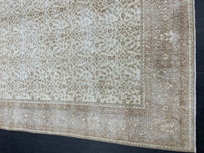 Muted Persian RUG 6.7 x 10 Turkish Oushak Rug Neutral Antique Rug Vintage Rug Wool Muted Oriental Rug Handmade Rug Hand Knotted Rug