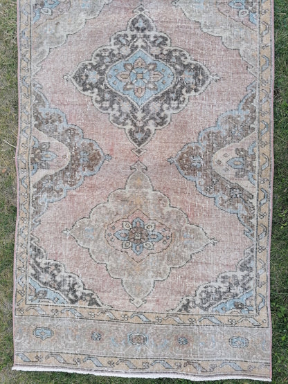 3'3x12'5 oushak turkish runner rug,turkish runner rug,oushak runner rug,vintage rug,kitchen rug,vintage oushak rug, vintage anatolian rug