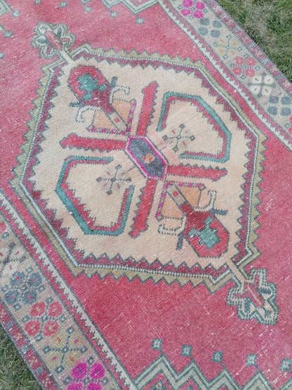 Turkish wool rug vintage handmade rug oushak rug kitchen rug bohemian rug 3'8x6'4 feet