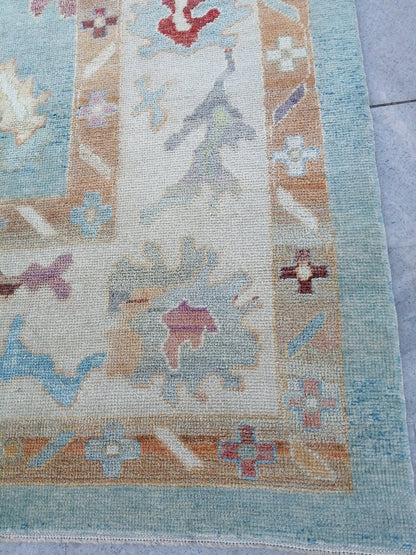 9.6 x 11.9 Blue OUSHAK RUG, TURKISH Oushak Rug, Vintage Oushak  Rug, Blue Wool Oushak Rug Hand Made Rugs, Made In Turkey Oriental 10x12 rug