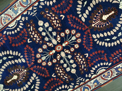 Oriental RUG 6.9 x 10.8 Oushak Rug  Blue Persian Rug Navy Vintage Rug Fine Oushak Rugs Antique Turkish Rug Muted Turkish room Rug 7x11 rug