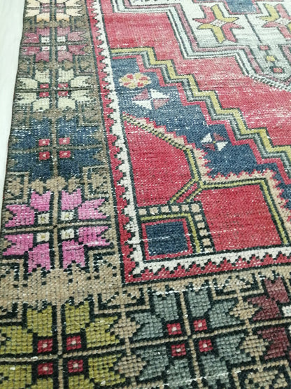 4 x 9.3 OUSHAK RUG TURKISH Oushak Rug Vintage Oushak Runner Rug Vintage Runner Rug Wool Oushak Rug Hand Made Rugs Vintage Turkish Rug